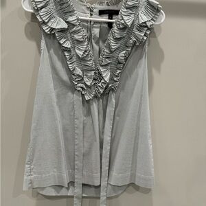 Striped Ruffle V-Neck Top